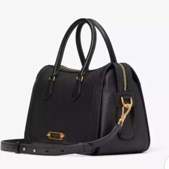 Kate Spade NWT Gramercy Black Peppled Leather Satchel Crossbody Bag - Picture 3 of 13